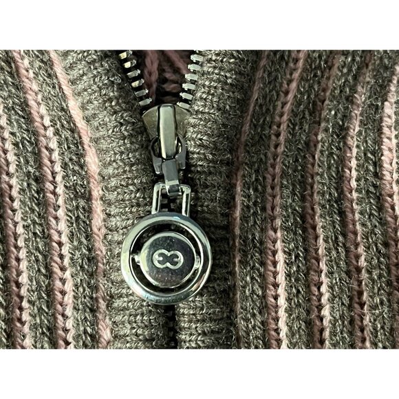 Vintage Escada Golf Size 38 Full Zip Pink Brown Striped Cardigan Hooded Sweater - Picture 5 of 8